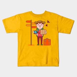 Cute Traveller Cartoon Kids T-Shirt